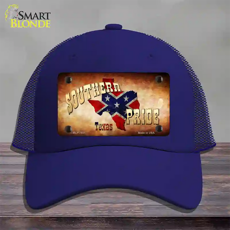 Southern Pride Texas Novelty License Plate Hat Mesh / Royal Blue