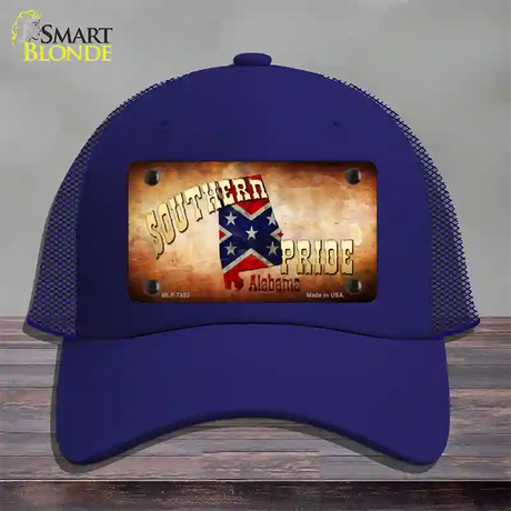 Southern Pride Alabama Novelty License Plate Hat Mesh / Royal Blue