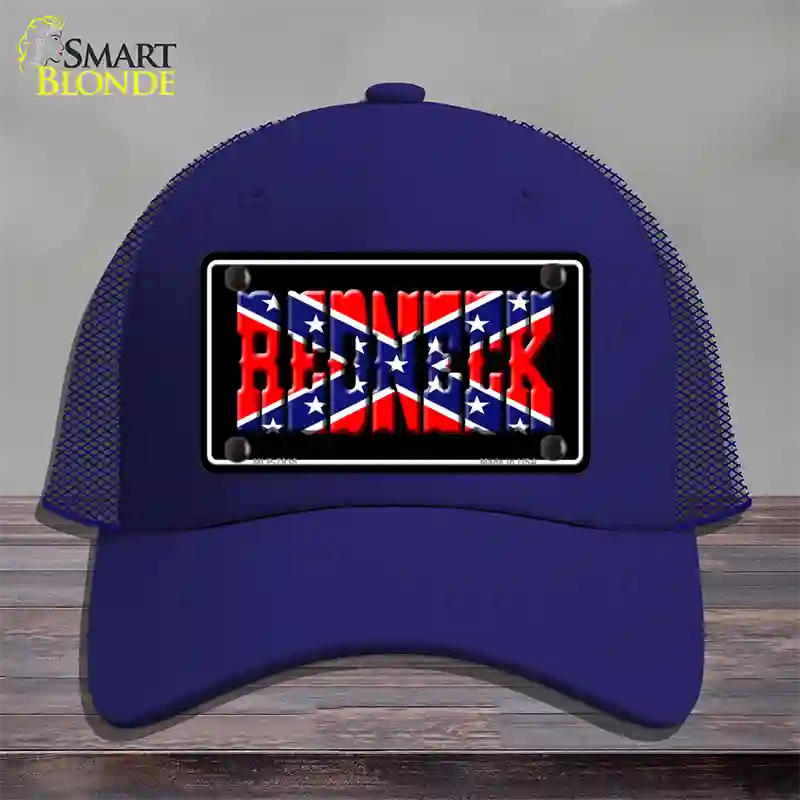 Redneck Confederate Flag Black Novelty License Plate Hat Mesh / Royal Blue