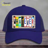 Whatever Wood License Plate Art Novelty License Plate Hat Mesh / Royal Blue