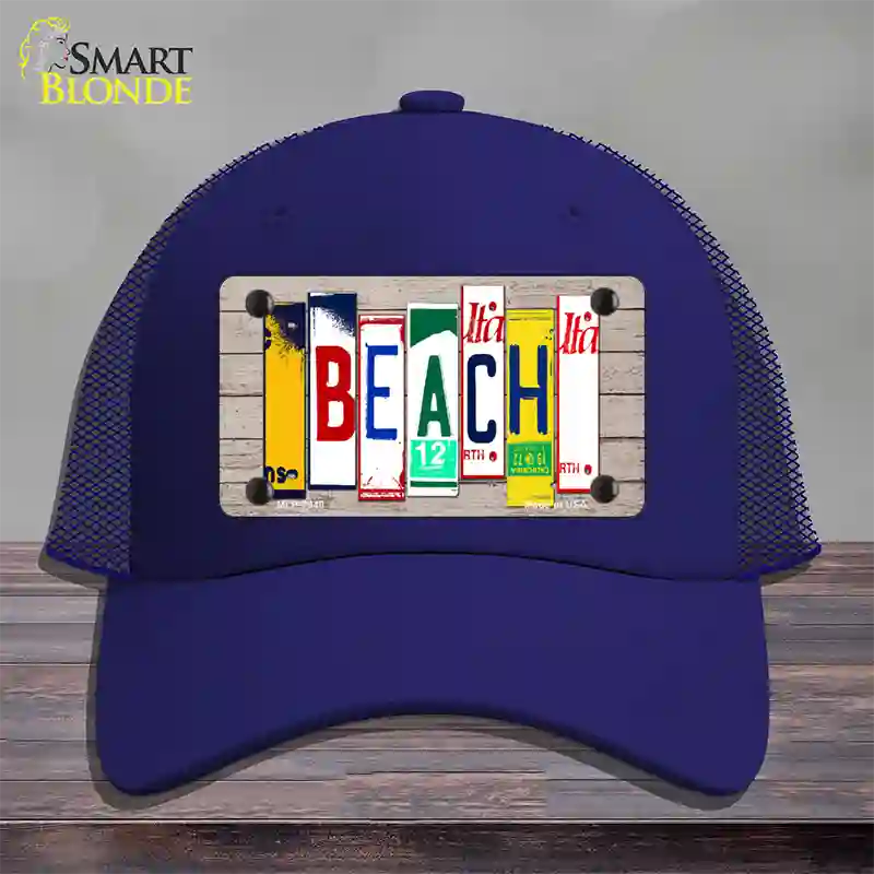 Beach Wood License Plate Art Novelty License Plate Hat Mesh / Royal Blue