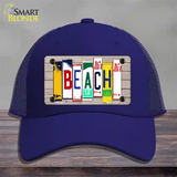 Beach Wood License Plate Art Novelty License Plate Hat Mesh / Royal Blue