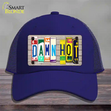 Damn Hot Wood License Plate Art Novelty License Plate Hat Mesh / Royal Blue