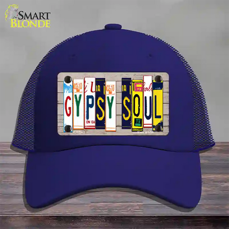 Gypsy Soul Wood License Plate Art Novelty License Plate Hat Mesh / Royal Blue