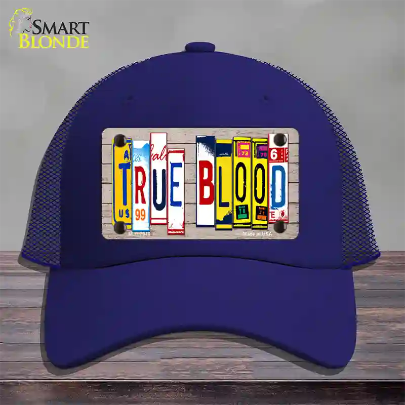 True Blood Wood License Plate Art Novelty License Plate Hat Mesh / Royal Blue