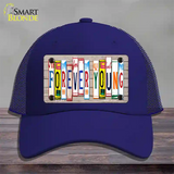 Forever Young Wood License Plate Art Novelty License Plate Hat Mesh / Royal Blue