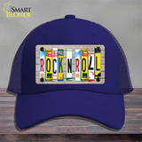 Rock N Roll Wood License Plate Art Novelty License Plate Hat Mesh / Royal Blue