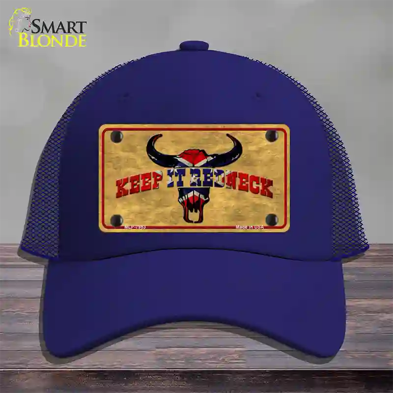 Keep It Redneck Novelty License Plate Hat Mesh / Royal Blue