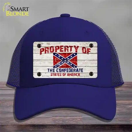 Property Of Confederate States Novelty License Plate Hat Mesh / Royal Blue