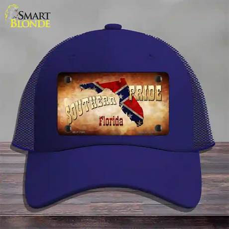 Southern Pride Florida Novelty License Plate Hat Mesh / Royal Blue