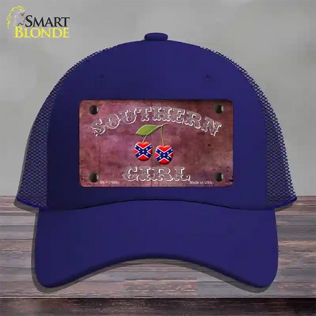 Southern Girl Novelty License Plate Hat Mesh / Royal Blue