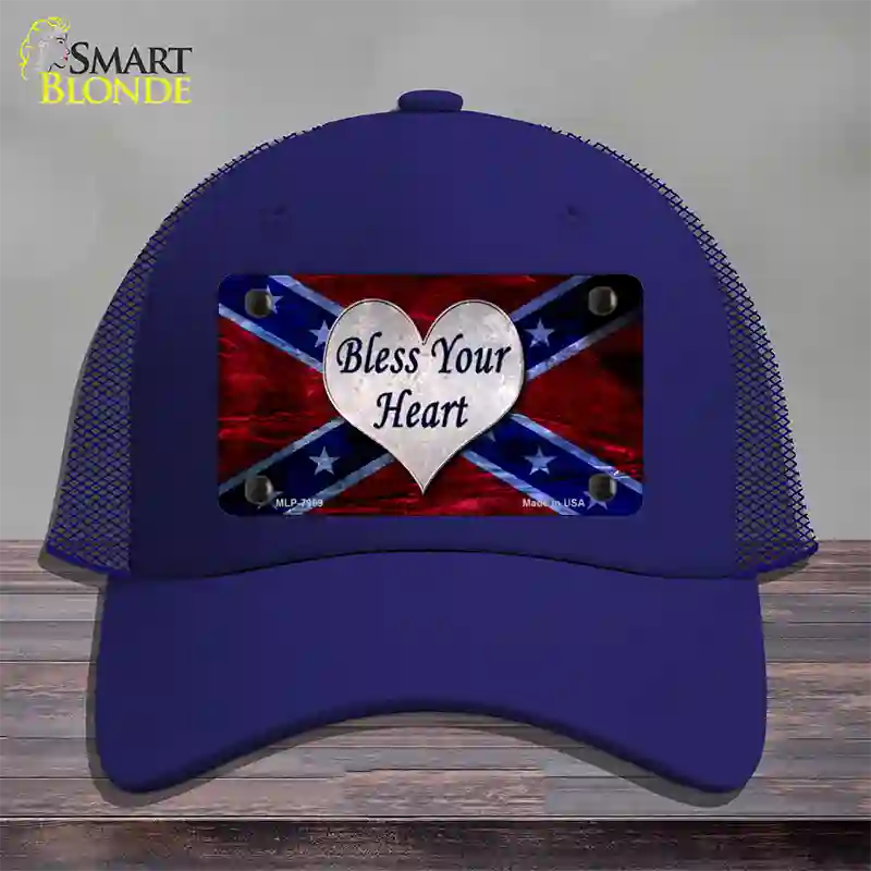 Bless Your Heart Novelty License Plate Hat Mesh / Royal Blue