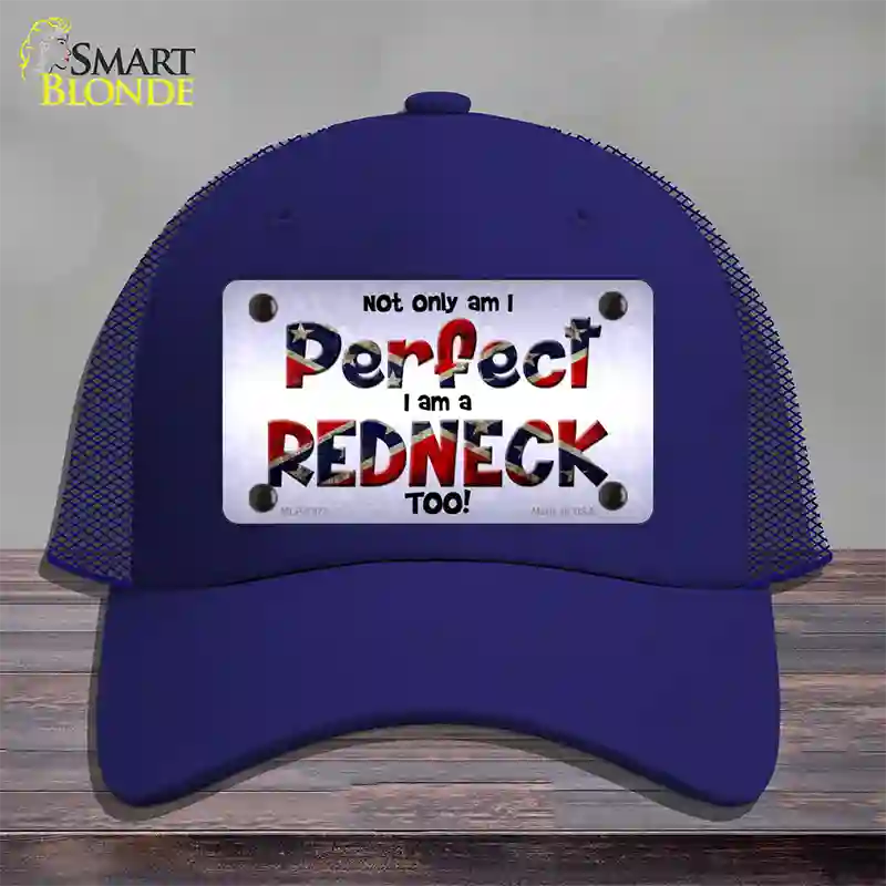 Perfect Redneck Novelty License Plate Hat Mesh / Royal Blue