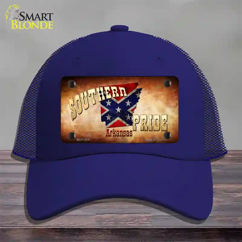 Southern Pride Arkansas Novelty License Plate Hat Mesh / Royal Blue