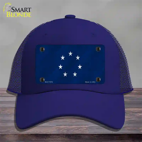 First Confederate Flag 7 Stars Novelty License Plate Hat Mesh / Royal Blue