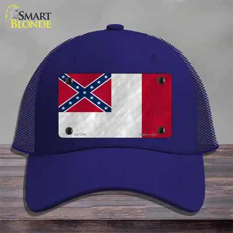 Third Confederate Flag Novelty License Plate Hat Mesh / Royal Blue