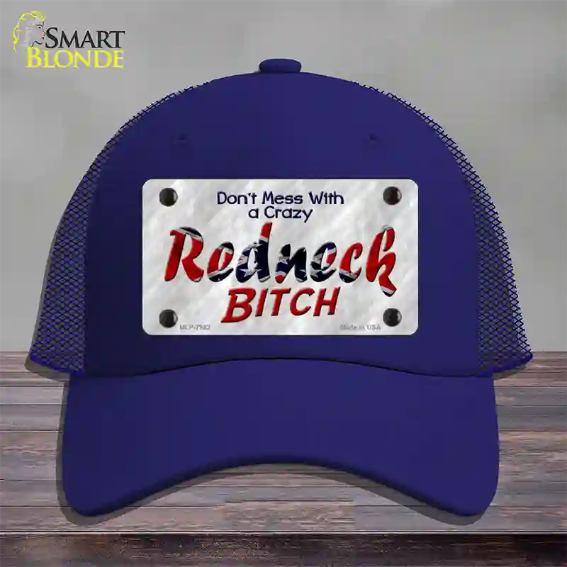 Dont Mess With Crazy Novelty License Plate Hat Mesh / Royal Blue