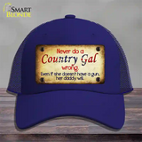 Country Gal Wrong Novelty License Plate Hat Mesh / Royal Blue