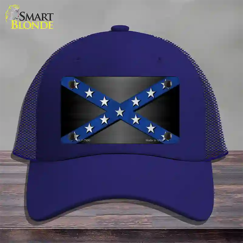 Confederate Stripes Blue Novelty License Plate Hat Mesh / Royal Blue