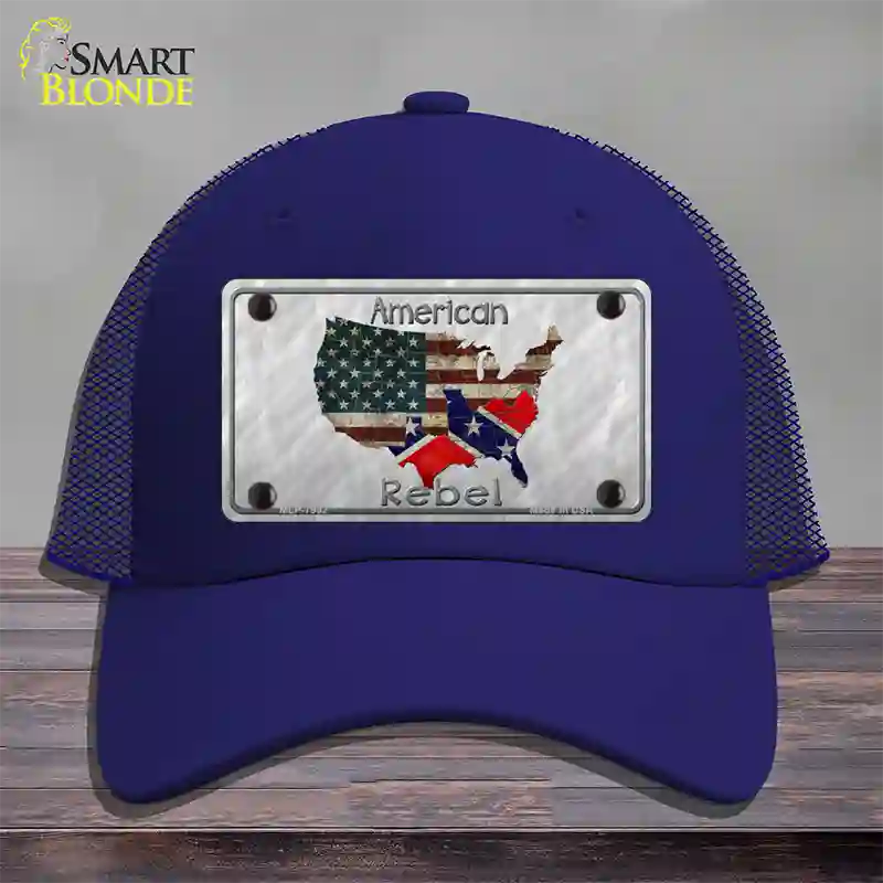 American Rebel Map Novelty License Plate Hat Mesh / Royal Blue