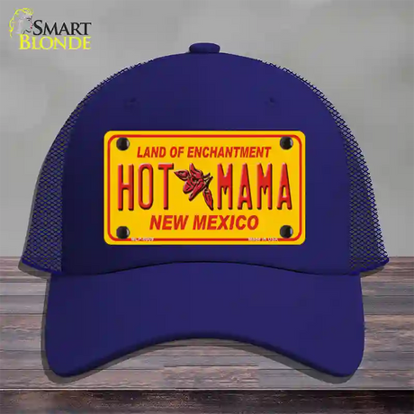 New Mexico Hot Mama Novelty License Plate Hat Mesh / Royal Blue