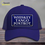 Whiskey Tango Foxtrot Novelty License Plate Hat Mesh / Royal Blue