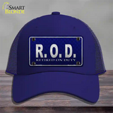 Retired On Duty Novelty License Plate Hat Mesh / Royal Blue