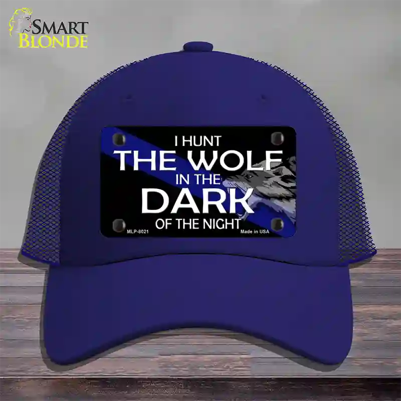 Hunt The Wolf Novelty License Plate Hat Mesh / Royal Blue