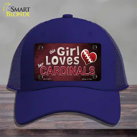 This Girl Loves Her Cardinals Novelty License Plate Hat Mesh / Royal Blue