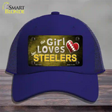 This Girl Loves Her Steelers Novelty License Plate Hat Mesh / Royal Blue