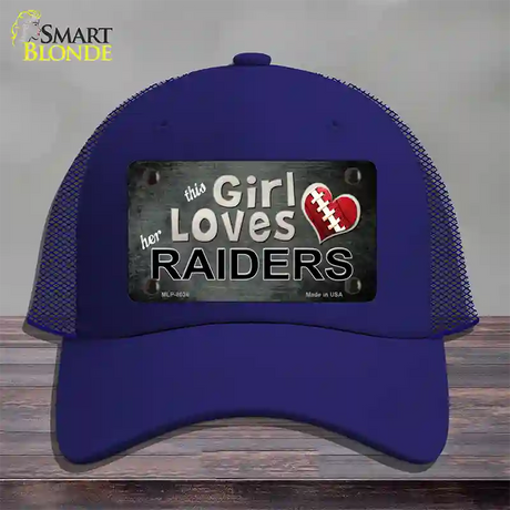 This Girl Loves Her Raiders Novelty License Plate Hat Mesh / Royal Blue