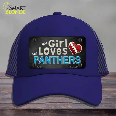 This Girl Loves Her Panthers Novelty License Plate Hat Mesh / Royal Blue