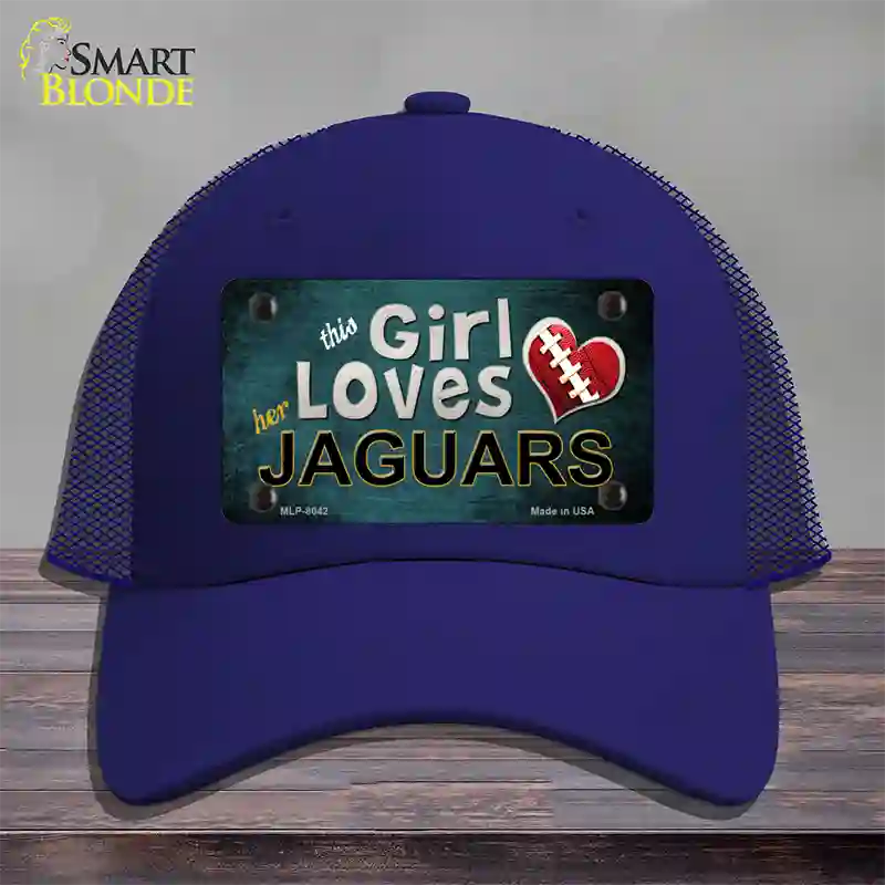 This Girl Loves Her Jaguars Novelty License Plate Hat Mesh / Royal Blue