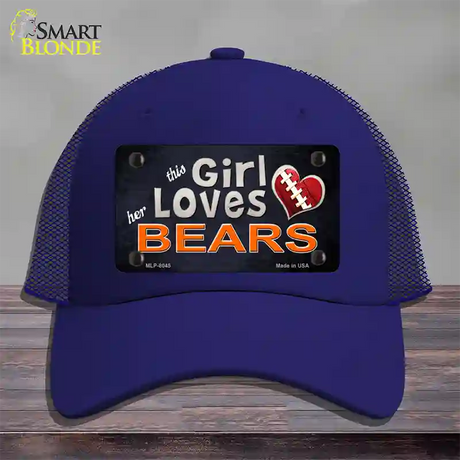 This Girl Loves Her Bears Novelty License Plate Hat Mesh / Royal Blue