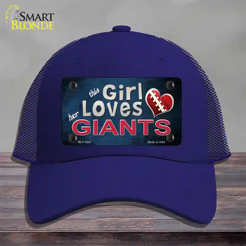 This Girl Loves Her Giants Novelty License Plate Hat Mesh / Royal Blue