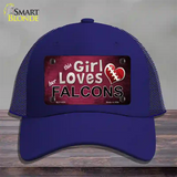 This Girl Loves Her Falcons Novelty License Plate Hat Mesh / Royal Blue