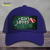 This Girl Loves Her Jets Novelty License Plate Hat Mesh / Royal Blue