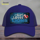 This Girl Loves Her Lions Novelty License Plate Hat Mesh / Royal Blue