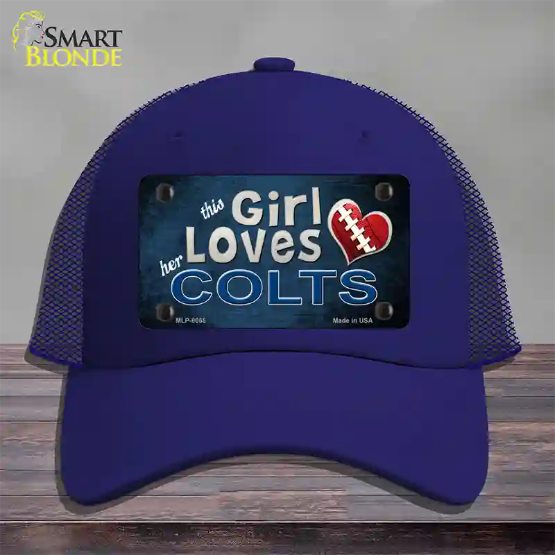 This Girl Loves Her Colts Novelty License Plate Hat Mesh / Royal Blue