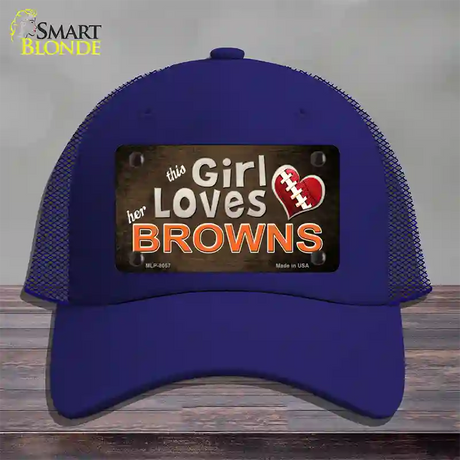 This Girl Loves Her Browns Novelty License Plate Hat Mesh / Royal Blue