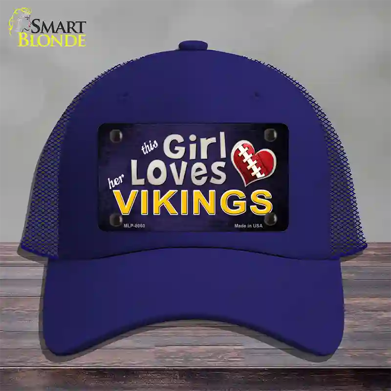 This Girl Loves Her Vikings Novelty License Plate Hat Mesh / Royal Blue