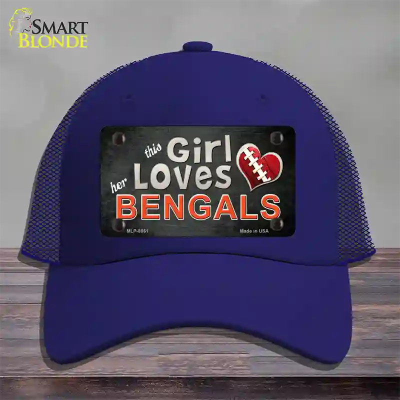 This Girl Loves Her Bengals Novelty License Plate Hat Mesh / Royal Blue