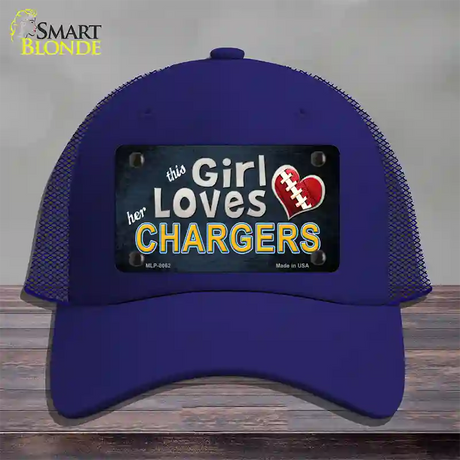 This Girl Loves Her Chargers Novelty License Plate Hat Mesh / Royal Blue