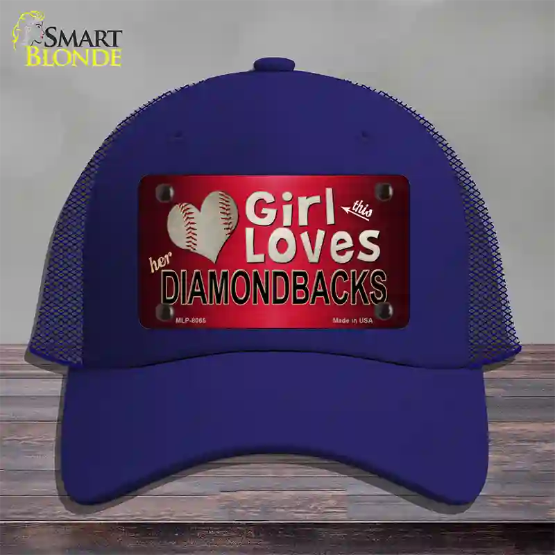 This Girl Loves Her Diamondbacks Novelty License Plate Hat Mesh / Royal Blue