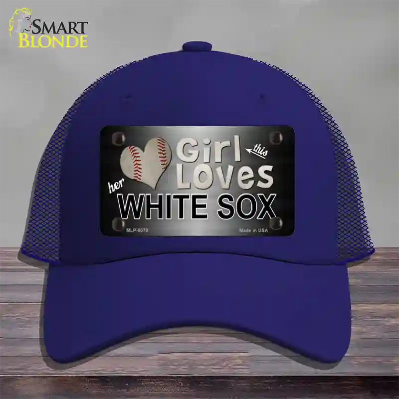 This Girl Loves Her White Sox Novelty License Plate Hat Mesh / Royal Blue