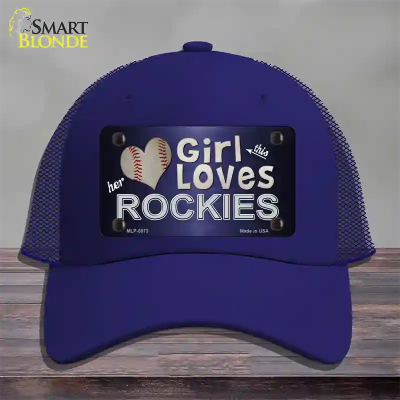 This Girl Loves Her Rockies Novelty License Plate Hat Mesh / Royal Blue