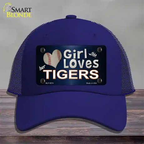 This Girl Loves Her Tigers Novelty License Plate Hat Mesh / Royal Blue