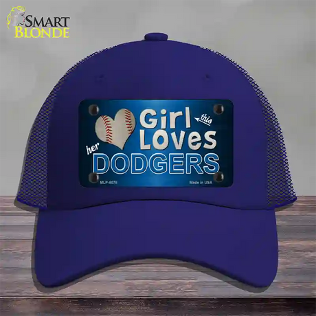 This Girl Loves Her Dodgers Novelty License Plate Hat Mesh / Royal Blue