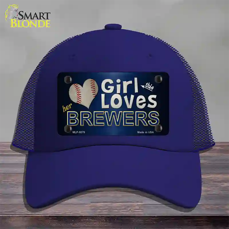 This Girl Loves Her Brewers Novelty License Plate Hat Mesh / Royal Blue