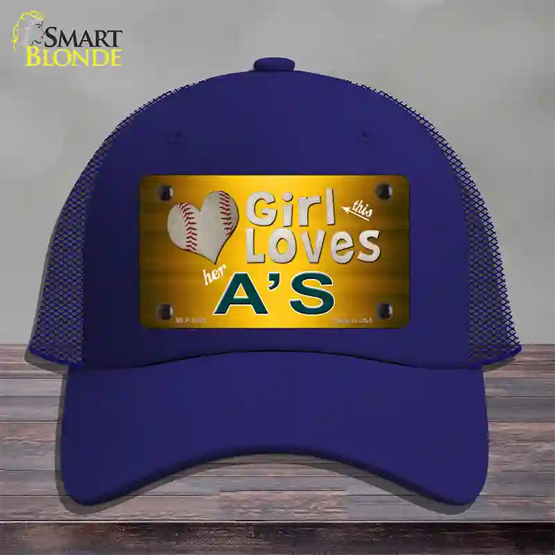 This Girl Loves Her Athletics Novelty License Plate Hat Mesh / Royal Blue